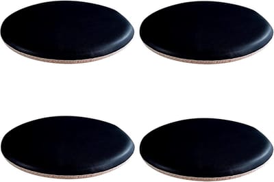 Ronde Stoelkussens Kunstleer - Waterdicht & Antislip - Geschikt voor Binnen & Buiten - Dinerstoel of Tuinstoel - Zwart (4 Stuks)