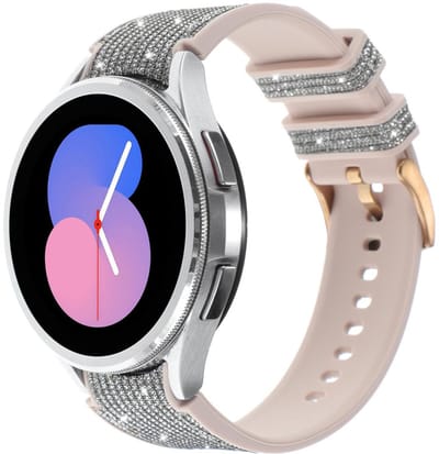 Siliconen bandje - geschikt voor Samsung Galaxy Watch 7 (40 & 44mm) / Watch 6 (Classic) / Watch 5 (Pro) / Watch 4 (Classic) / Watch FE - glitter met gespsluiting - starlight