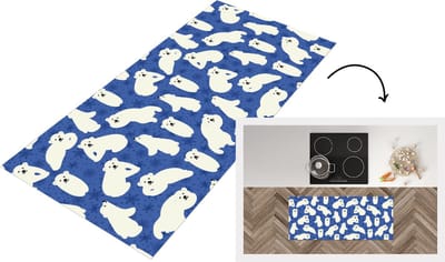 Keukenloper - Loper keuken - Sneeuw - IJsbeer - Dieren - Winter - Patroon - 120x50 cm - Keukenloper vinyl