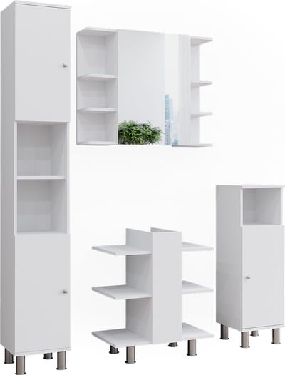 Vicco Badkamermeubelset Fynn, Wit, 4-delig
