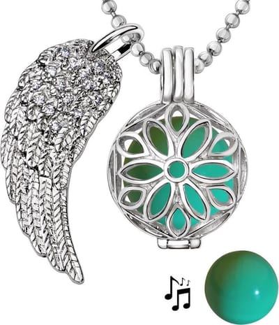 Engelenroeper 18mm Bolhouder met Ketting 90cm en Bolletje - Dames - Zilverkleurig Bloem - EBS18116