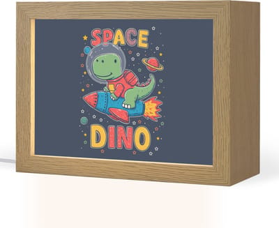 Nachtlampje 20x15 cm - Kinder lampje - Dino - Raket - Kleurrijk - Tafellamp kinderkamer - Slaapkamer lamp - Bedlamp kinderen - Kinderlampje stopcontact - Wandlamp babykamer - Nachtlampjes