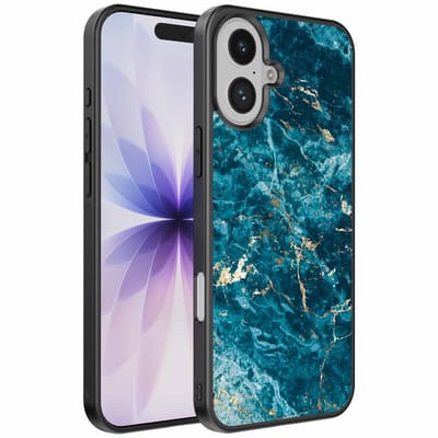Geschikt voor iPhone 17 Telefoonhoesje met marmer opdruk - TPU backcover case blue marble design - Blauw - Smartphonica geschikt voor iPhone 17