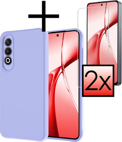 Hoesje - Met 2x Screenprotector - Geschikt voor OnePlus Nord CE4 - Sterk & Shockproof - Back Cover - Siliconen Case - Telefoon Hoes - Lichtblauw