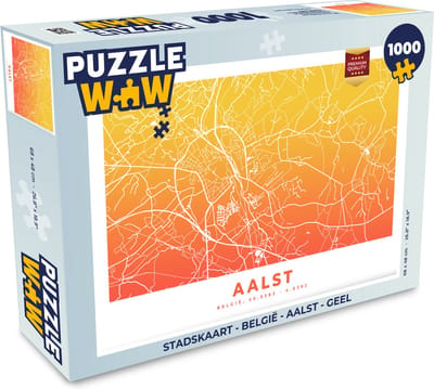 Puzzel Stadskaart - België - Aalst - Geel - Legpuzzel - Puzzel 1000 stukjes volwassenen - Plattegrond