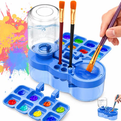 BOTC Verfkwast Reiniger - Kwastenspoelbeker - Schilderen met stromend water - Kunstbenodigdheden voor acryl, aquarel en waterverf-Blauw