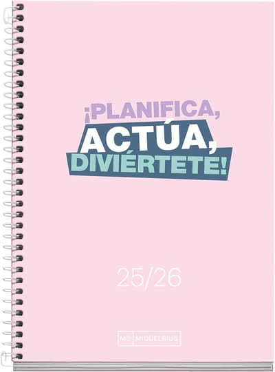 Kalender 2025/2026 Weekoverzicht A6 Formaat, Spiraalbinding, Gecoat Karton, Wit, Spaans-Engels, 10 Maanden van September tot Juni, Ideaal voor School en Werk