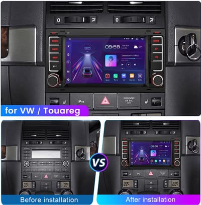 JUNSUN Autoradio Geschikt voor Volkswagen T5 Transporter Multivan Touareg - Android 15 - GPS Navigatie - WIFI - Carplay & Android Auto - Bluetooth - 7 Inch TouchScreen - RDS - FM - SWC - USB