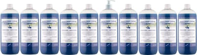 Handzeep Crème Eucalyptus 1 liter - set van 10 stuks - met gratis pomp - Voordeelverpakking