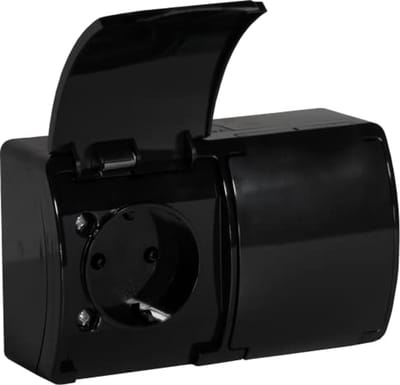 Stopcontact 2x2P+Z Schuko IP44 voor Buitengebruik
