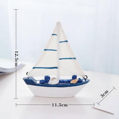 Houten Blauwe Zeilboot Decoratie Mediterrane Stijl Marine Houten Ambachten Om te Decoreren Ornamenten Huis Feest Decoraties