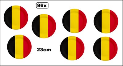 96x Bord 23cm Belgie karton - Belgium sport food WK voetbal Landen