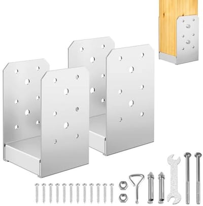 Verstelbare Paalankerbeugel 10 x 10 cm - 2 Stuks Roestvrijstaal voor Paviljoen & Terras