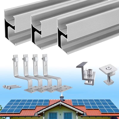 Montageset Voor Tegeldak, PV Rail & Dakhaken Voor 2 Panelen, Geschikt voor 30-35mm Panelen