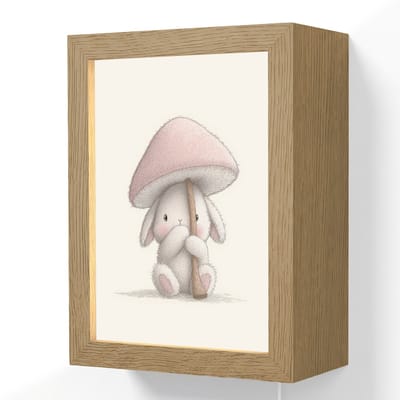 Wandlamp 15x20 cm - Oplaadbaar - Paddenstoel - Konijn - Roze - Wandlampen binnen woonkamer - Slaapkamer lamp met kabel - Decoratieve nachtlamp - Vloerlamp snoer