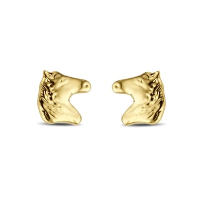 New Bling 9NBG-0411 Gouden Oorknopjes - Dames - Paardenhoofd - 8,7 x 7,4 mm - 14 Karaat - Goud