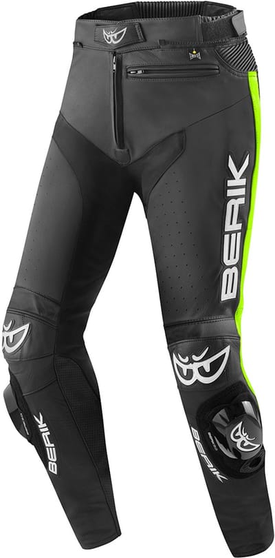 Berik Track Zwart Geel Leren Motorbroek - Broek