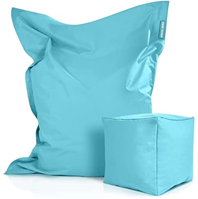 Set van 2 XXL Zitzakken met Poef - Lounge Kussen en Vloerkussen 140x180 cm