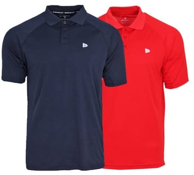 2-Pack Donnay - Sport polo (Björn) - Multi Sportpolo - Heren - Navy/Poppy-red (729) - maat S