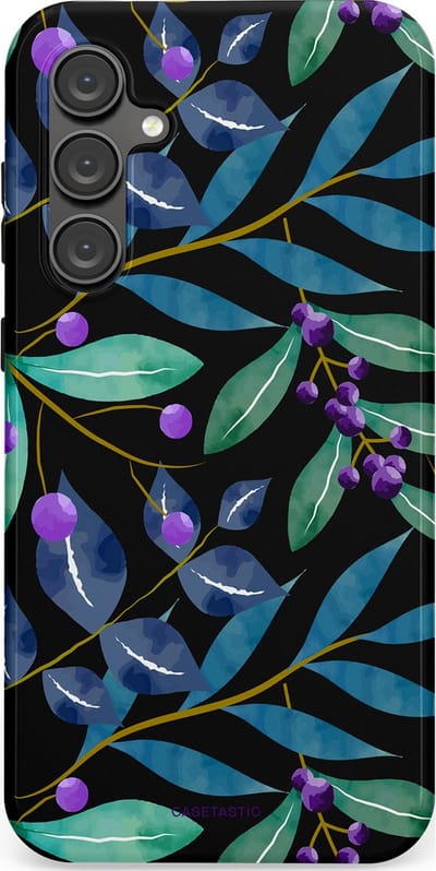 Casetastic hoesje geschikt voor Samsung Galaxy S23 FE - Dubbellaagse bescherming - Besjes fantasie - Fashion Case - Zwart Petrol Saliegroen