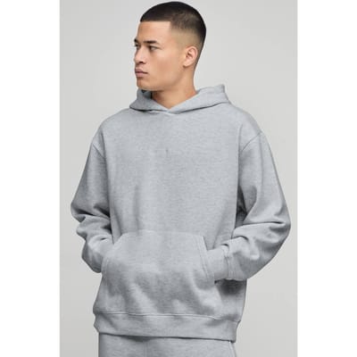 Essential BM Signature Oversized Hoodie | Grey Marl | Size Small