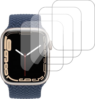 Screenprotector geschikt voor Apple Watch Series 7 41mm - Full Screen Protector - Gehard Glas - 4 Stuks