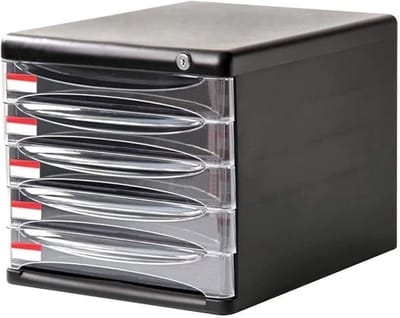 Archiefkast Organizer - Lade Bureaukast - Kantoor Organiseren - Vijf Lagen Opslag - 27x36x26cm - Zwart
