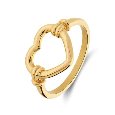 Lucardi Dames Stalen goldplated ring hart voor dames - Ring - Staal - Goudkleurig - 15 / 47 mm