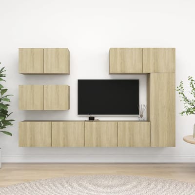vidaXL - 6-delige - Tv-meubelset - bewerkt - hout - sonoma - eikenkleurig