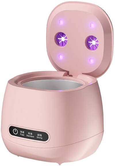 Ultrasone Reiniger Met UV – USB Oplaadbaar – 3 Reinigingsstanden – 185ML – Geschikt voor kunstgebit, beugels en sieraden – Roze