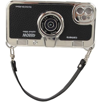 Emily in Paris Telefoonhoesje Schattig 3D Vintage Camera Telefoonhoesje Cover met Lanyard voor Mannen Vrouwen Jongens gray