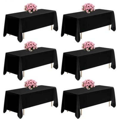 VEVOR 6 x Tafelkleed 1778x3048 mm, Herbruikbare tafelkleedbeschermer, Machinewasbaar Polyester Tafelkleed voor Bruiloften, Banketten en Formele Evenementen, Zwart