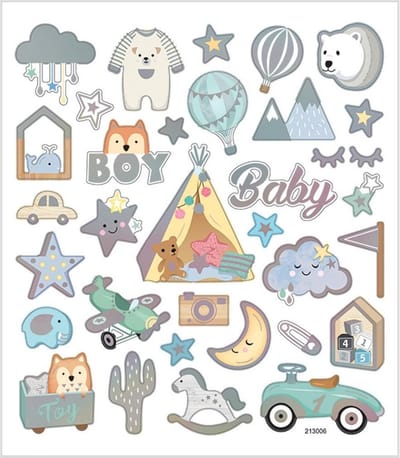 Creotime Stickervel Baby Jongen 16,5 X 15 Cm 32 Stuks