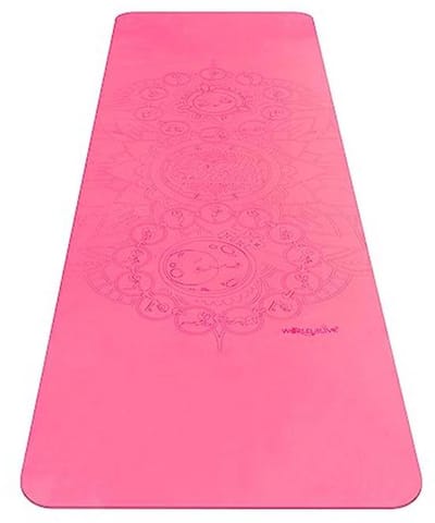 Roze Yogamat voor Volwassenen - Uniseks Yoga Mat met Sun en Moon Salutations