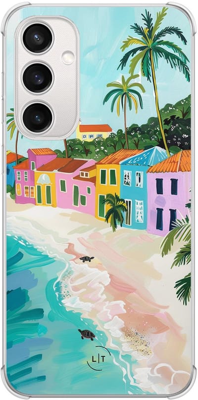 Shockproof hoesje - Geschikt voor Samsung Galaxy S23 FE - Beach life - Extra sterke case - TPU/polycarbonaat - Natuur - Multi, Transparant