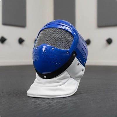 Casque d'escrime résistant aux perforations pour enfants Casque d'escrime en plastique Casque d'entraînement pour enfants Construction renforcée Confortable bleu