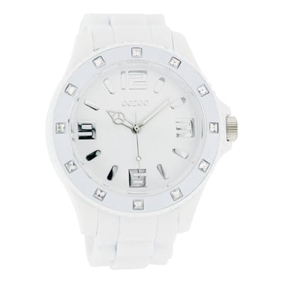 OOZOO Timepieces - Witte horloge met witte rubber band - C4336