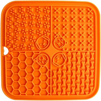 Famanu – Siliconen slow feeder likmat met super zuignappen, oranje