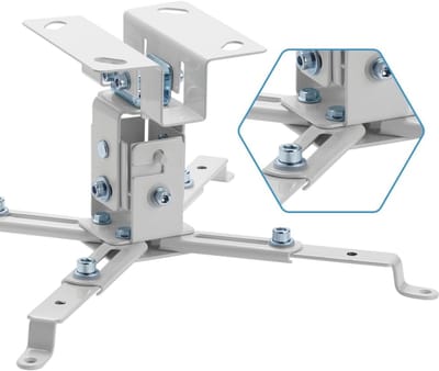 Projectorhouder Plafond - Projector Beugel - Thuisbioscoop Instellen - Verstelbare Hoek - 370 mm Gatafstand - Wit