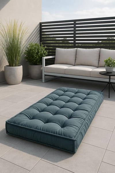 Gewatteerde Futon - Franse Matras - Extra Slaapcomfort - Zachte Stevigheid - 110x50x10 cm - Marineblauw