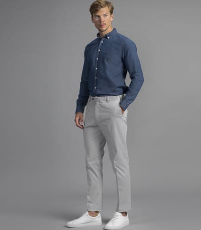 Laurent Vergne - Heren - Broek - Grijs - Katoen Stretch - maat 44 - Slim fit
