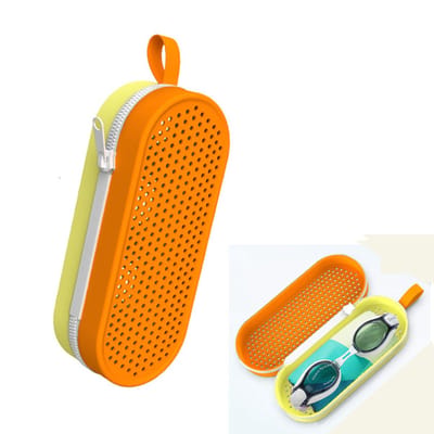 Siliconen zwembrilhoes - Zwembrilhoes - Ademend en schokbestendig - Siliconenmateriaal - slijtvast - bescherm uw lenzen - Perfect voor vakantie, strandzwemmen of naar het zwembad gaan - Oranje en geel