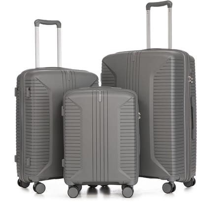 Kofferset 3-Delig - Hardcase Reiskoffers - Spinner Bagageset - Cijferslot - 360° Wielen - Ophanghaak - Vliegreizen - 20, 24, 28 Inch - Zilver