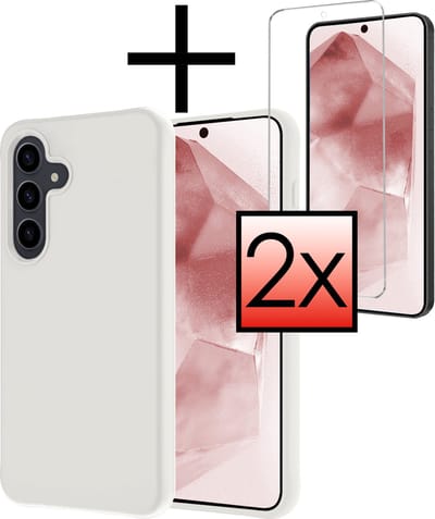 Hoesje - Met 2x Screenprotector - Geschikt voor Samsung Galaxy A55 - Sterk & Shockproof - Back Cover - Siliconen Case - Telefoon Hoes - Wit