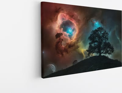 Saammp Canvas Schilderij - Ruimte - boom - Landschap - Natuur - 45x30 - Foto op canvas - Wanddecoratie - Muurdecoratie Woonkamer - Slaapkamer decoratie - Canvas Print