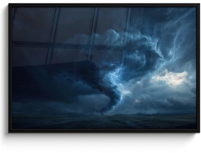 Poster in lijst - Fotolijst 120x80 cm - Posters - Tornado - Duister - Wolken - Posterlijst zwart - Decoratie - Wanddecoratie woonkamer - Muurdecoratie slaapkamer