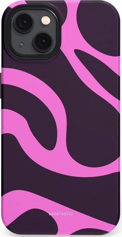 Casetastic hoesje geschikt voor Apple iPhone 13 - MagSafe - Dubbellaagse bescherming - Roze Paarse Lavendel Abstractie - Fashion Case - Donkergrijs Roze