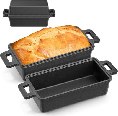 Broodvorm met deksel - Gietijzeren pan - Brood bakken - Twee-laags non-stick - 32 x 13 cm - Zwart