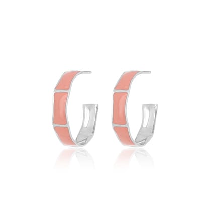 OOZOO Jewellery - Zilverkleurig/perzikroze oorringen - SE-3039
