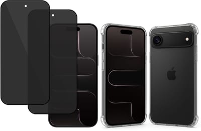 TechNow Hoesje + 2x Privé Screenprotector geschikt voor iPhone 17 Air Hoesje Screenprotector - Privacy Tempered Glass - Case Transparant